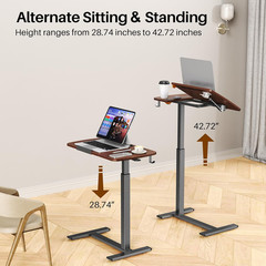 Overbed Bedside Table with Wheels,Tiltable Hospital Bed Table, Pneumatic Adjusta