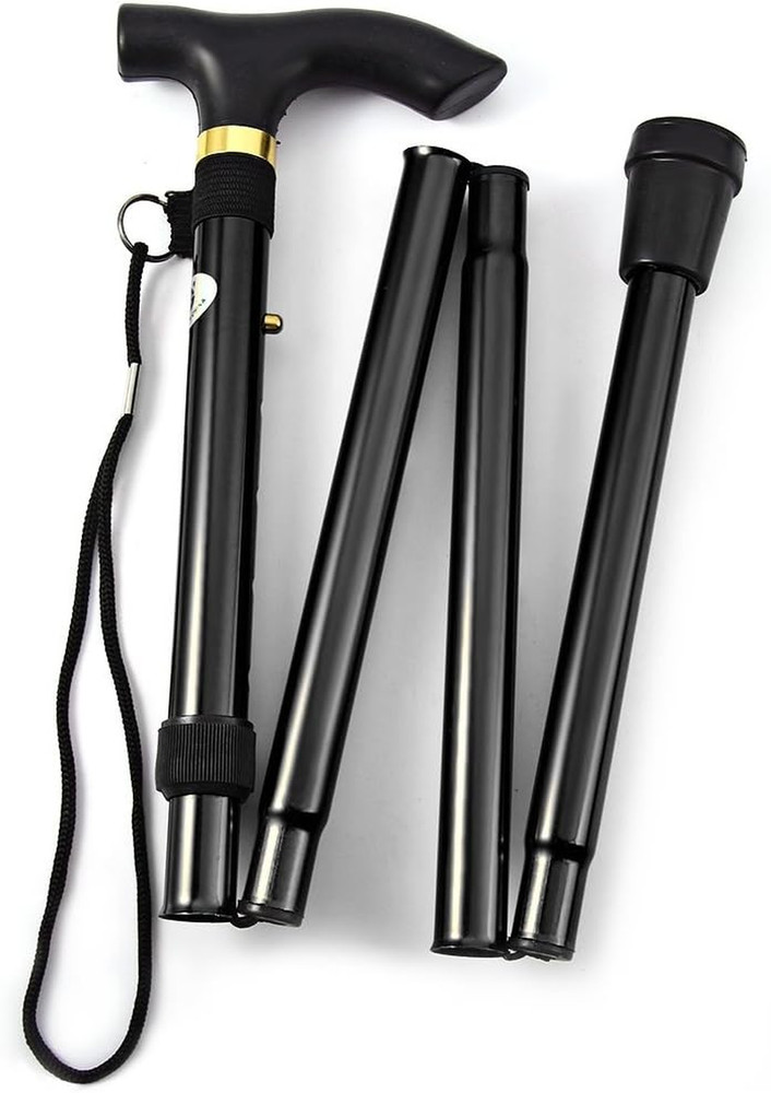 Adjustable Lightweight Folding Walking Stick with Non-Slip Rubber Base
