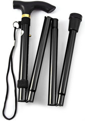 Adjustable Lightweight Folding Walking Stick with Non-Slip Rubber Base