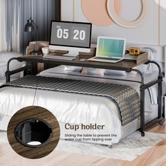 Overbed Table with 360° Wheels Over Bed Table King Queen Laptop Computer Desk