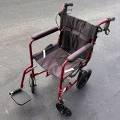 Medline Excel Lightweight Transport Wheelchair Red Folding w/ Hand Brakes &