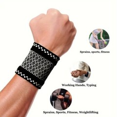 4 PCS Copper Sports Wrist Band Brace Wrap Adjustable Support Strap Carpal Tunnel