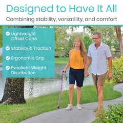 Vive Walking Cane for Women, Men, Elderly – Patented Offset Cane, Purple