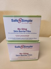 SAFE N SIMPLE NO-STING SKIN BARRIER WIPES, LOT OF 2 BOXES, 25 per box, Exp 2026