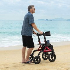 All-Terrain Rollator Walker with Non-Pneumatic Tire 12” Front Rubber Wheels USA