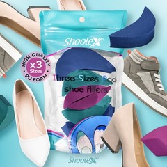 Shoolex 3 Sizes in One Pack Shoe 6 Count (Pack of 1), Blue, Green, Purple