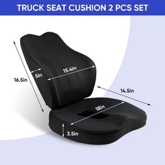 MINUPWELL Truck Seat Cushion, 2PC 100% Memory Foam Seat Cushion for Truck Dri…