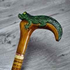 Cane Walking Stick Wooden carved Handmade – Alligator