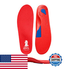 Vasyli Custom Full Length Insoles Red Large Heel Grid Reduces Slippage Firm