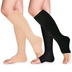 Open Toe Compression Socks 15-20 mmHg for Women and Small-medium, Black/Nude