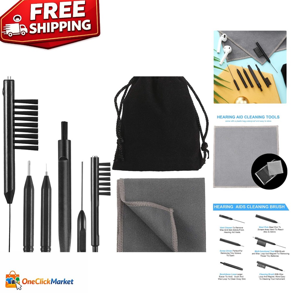 Professional Hearing Aid Cleaning Tools: 7-Piece Kit with Soft Handles & Magnet