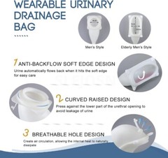 3000ml Men Portable Wearable Urinal Urine Bag Collector Toilet Male Travel