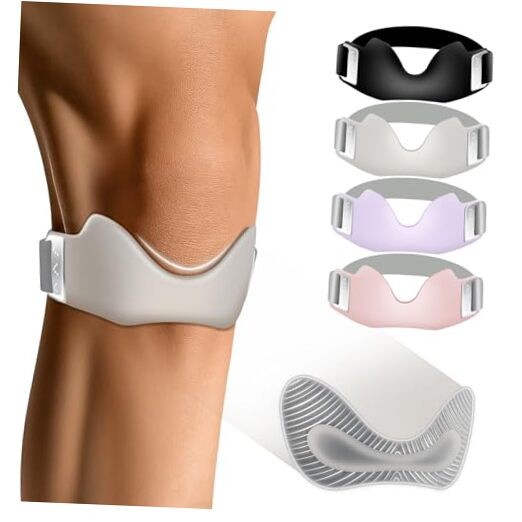 Silicone Patellar Tendon Support Strap, Adjustable Non-Slip One Size 1 Gray