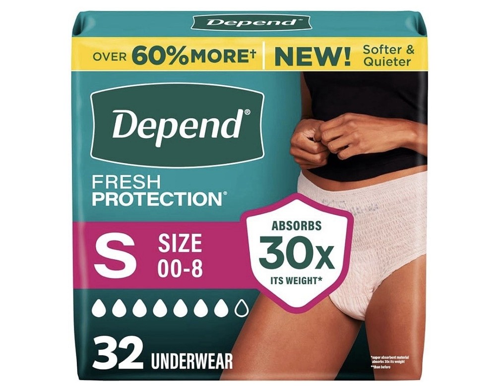 32 Count Depend Women’s Small Incontinence Underwear Panty Maximum Bladder Leak