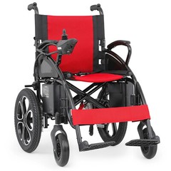 Two Battery All Terrain Folding Electric Wheelchairs Heavy Duty Wheelchair Red