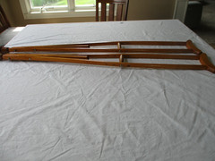 Vintage Pair Of 49″ Wood Crutches Curved Handles Adjustable