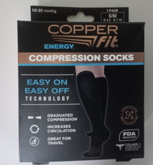 Copper Fit Energy Compression Knee High Socks 1 Pair Size S/M Unisex Black NEW!