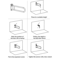Botabay Handicap Grab Bars Rails 23.6 Inch Toilet Handrails Bathroom Safety Bar