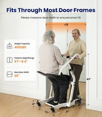 Sit-to-Stand Patient Lift, Mobility Aid with Wheels for Elderly Assistance