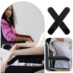 1 Pair Universal Durable Wheelchair Armrest Pads PU Material Black Covers