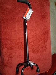 Equate Quad Cane Black Adjustable Height Quad Base Walking Cane