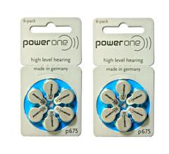 Power One PR44 Size 675 Zinc Air Hearing Aid Battery (12 batteries) Expires 2028