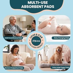 Extra Large Bed Pads with Adhesive Strips 40″ x 36″ 25 Count Super Absorbent Thi