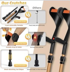 Forearm Crutches for Adults Gold 1 Pair 10 Level