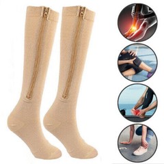 3 Pair Zippered Compression Socks 20-30mmHg Men Women Graduated Support Stocking