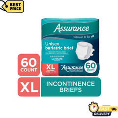 Assurance Maximum Absorbency Incontinence Briefs with Tabs, XL, 60 Count, Unisex