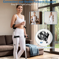 Forearm Crutches for Adults, Lightweight Aluminum Walking Crutches with 15-Level