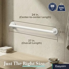 Grab Bar Stainless Steel 24 Inch Matte White Safety ADA Compliant