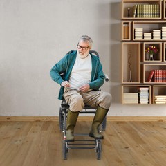 Foldable Wheeled Transport Chair 40*40cm Seat Size 270° Rotating Armrest Chair