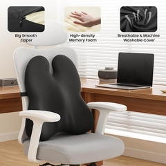 ZZ-WELL Lumbar Support Pillow for Office Chair – Memory Foam Large, Black