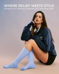 4 Pairs Compression Socks for Women & Men, Large-X-Large Black+grey+blue+white