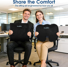 CloudBliss Lumbar Support Pillow & Seat Cushion Set for Office Chair, Desk Chair