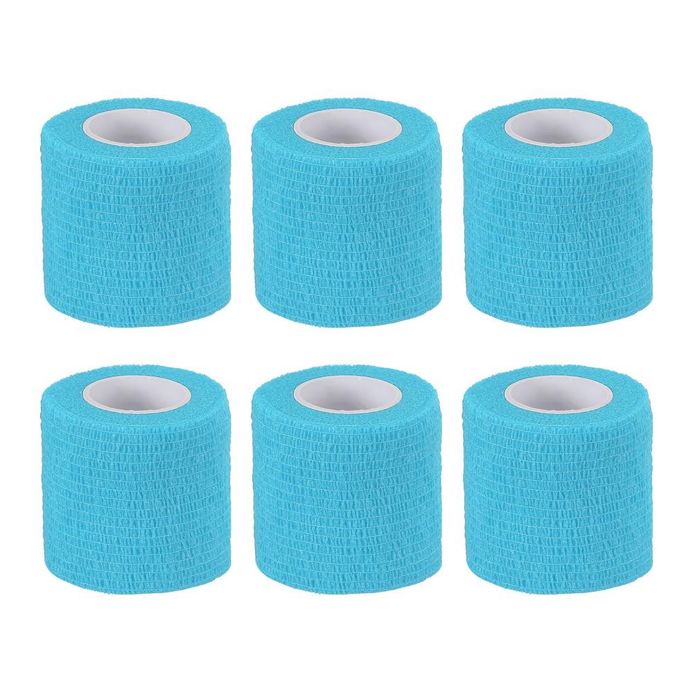 2″ x 177″ 6 Pcs Self Adhesive Bandage Wrap Elastic Self Tape Sky Blue