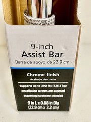 Mainstays 9″ Assist Bar-Chrome Finish Up to 300lbs- Brand New!