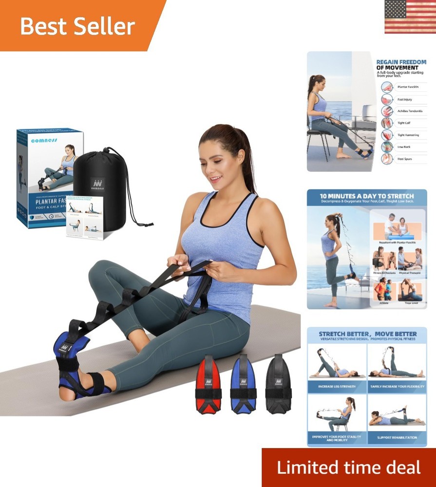 Adjustable Foot and Calf Stretcher Strap for Pain Relief & Flexibility – Blue