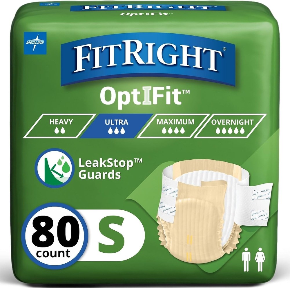 FitRight 80 Count Small Incontinence Underwear Adult Unisex With Tabs FITULTRAS