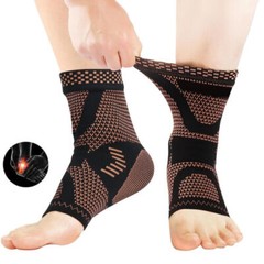 Copper Infused Ankle Support Compression Sleeve Men Women，for Foot Pain Relief