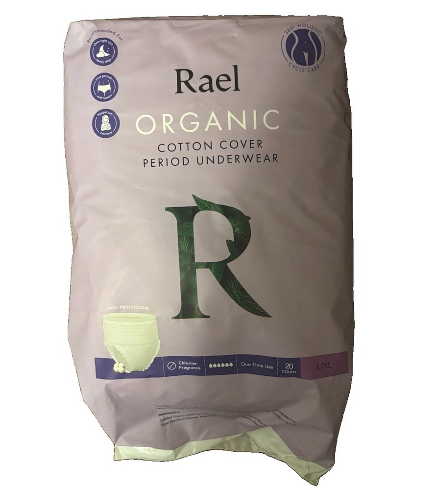 Rael Disposable – Size L-XL 16 CT – Underwear for Women, Organic Cotton OPEN BAG