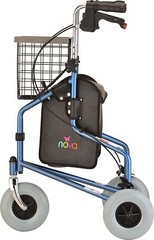 NOVA Traveler 3-Wheel Rollator Walker, All Terrain 8” Wheels w/ Bag/Basket/Tray