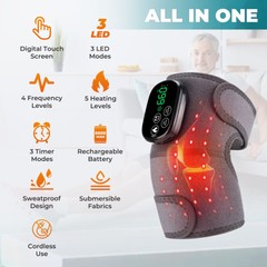 3-in-1 Cordless Knee Massager with Heat Vibration & Red Light Therapy Pain LED