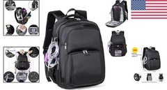 Black Enteral Feeding Tube Backpack for Adults with Multi-Compartment Storage