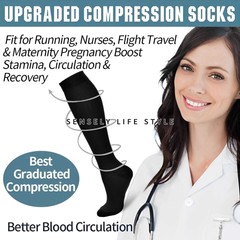 3 Ladies Girls Knee High Compression Socks Elastic Socks Protection 15-20 mmHg