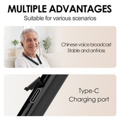 Type-C Rechargeable Neckband Hearing Aids for Seniors 2 in 1 Bluetooth Amplifier