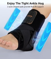 Slim-Fit Ankle Brace with Quick Lace-Up & 2 Shaped Pads for Sports M 12-13”