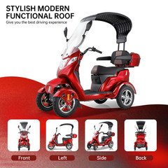 800W Electric Seniors Mobility Scooter with Sunshade Canopy 31 miles 15mph 500lb