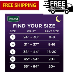 Depend Night Defense Incontinence Overnight Underwear for Women S/M/L/XL/XXL